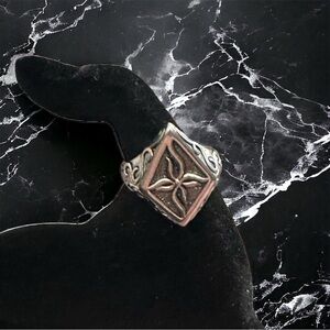 Signed WTS 925 Men 25mm Sterling Celtic Cross & Ornate Detailing Ring Size 12